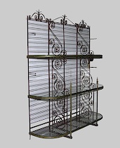 Appraisal: Antique Wrought Iron Bakers Rack French ca 's Three tiered