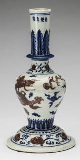 Appraisal: Chinese Ming style dragon vase h Chinese blue and iron-red