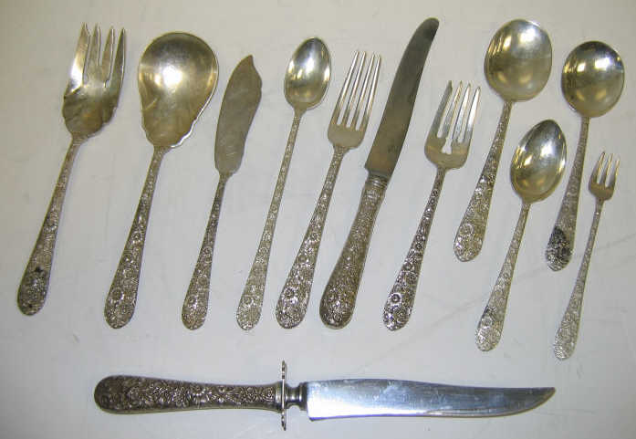 Appraisal: ALVIN STERLING SILVER FLATWARE SET Bridal Rose pattern comprising twelve