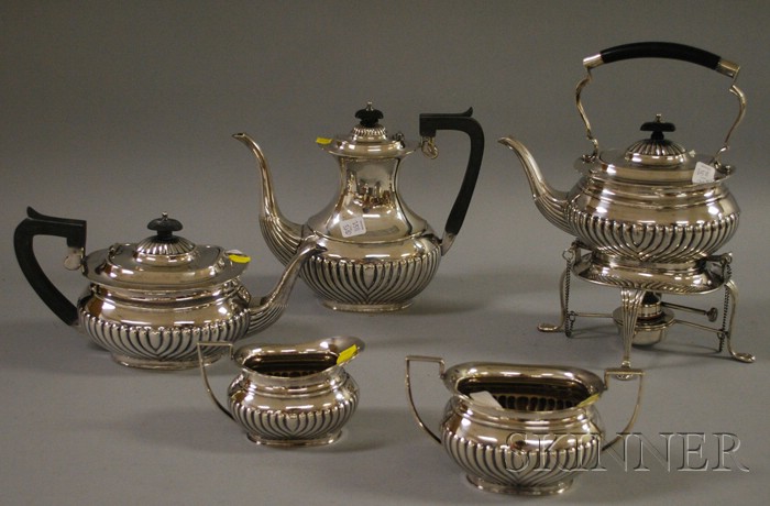 Appraisal: Five-Piece Sheffield Silver Plated Tea Coffee Service includes warmer teapot