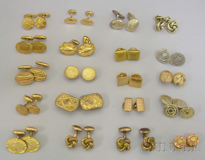 Appraisal: Approximately Twenty Pairs of Mixed Metal Cuff Links and Gentleman's