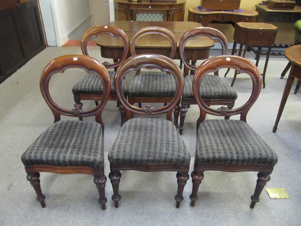 Appraisal: Victorian mahogany D ended table with six Victorian balloon back