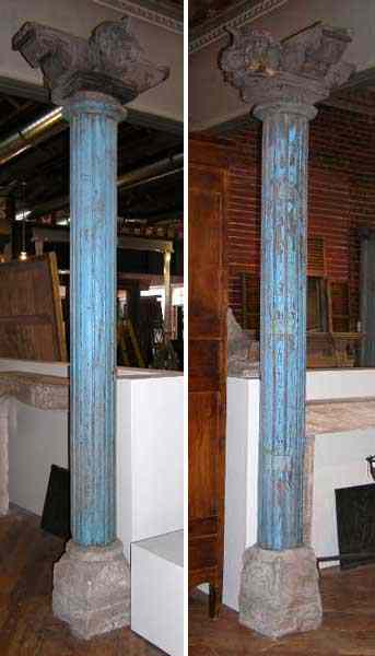 Appraisal: A Pair of Indian Blue Painted Teak Columns Late th