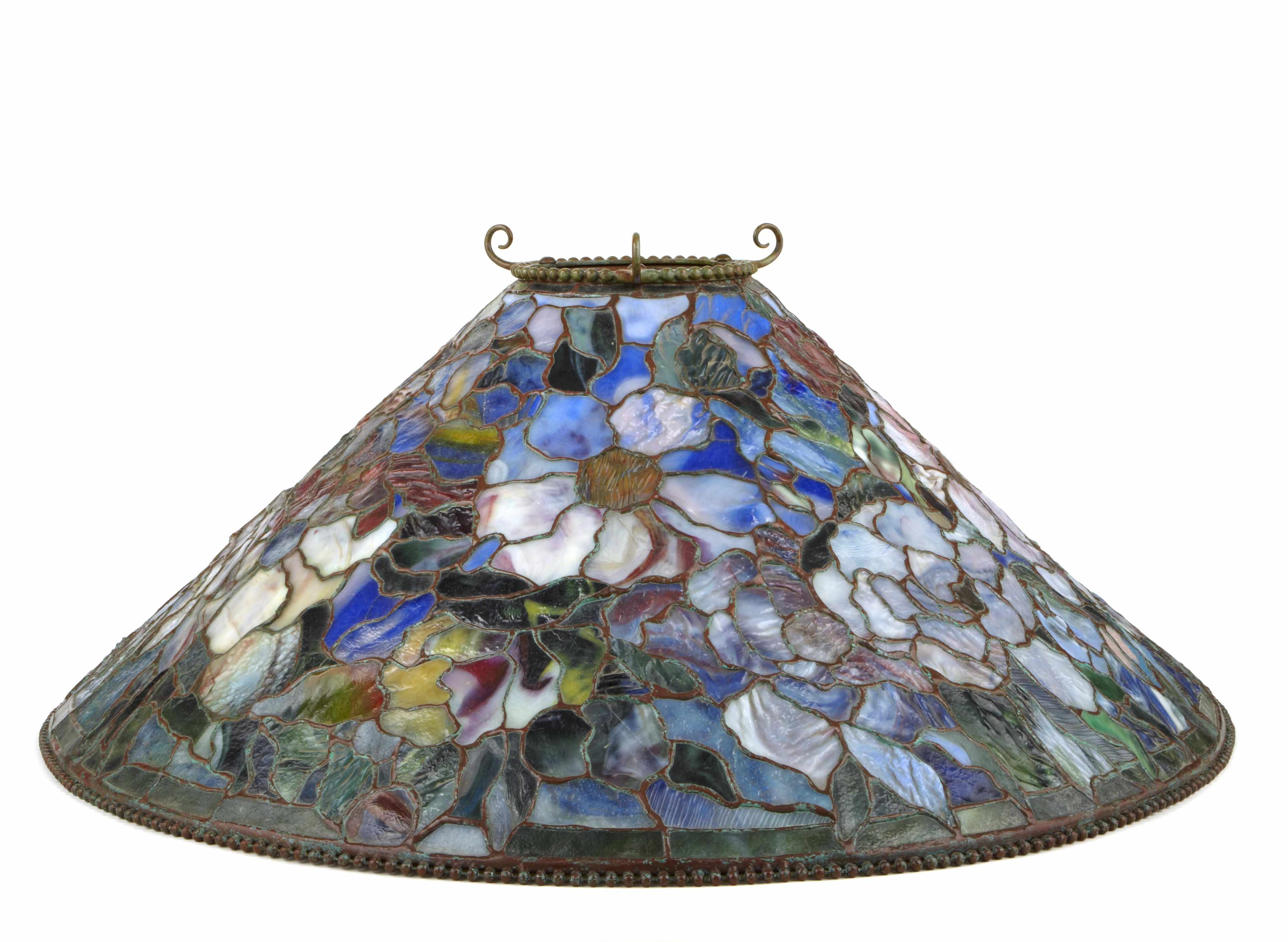 Appraisal: A Paul Crist Studios leaded glass and bronze Peony chandelier