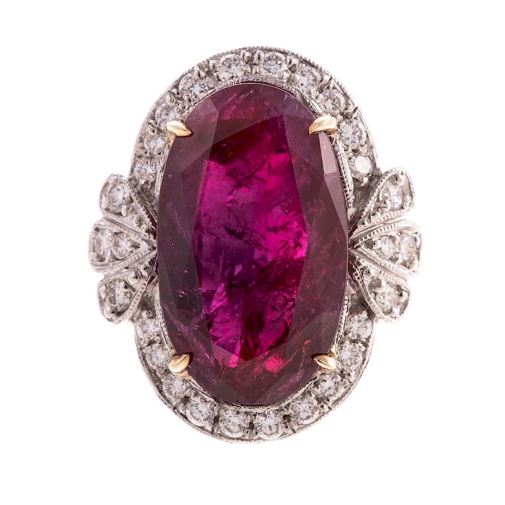 Appraisal: A Natural Ruby and Diamond Ring in Platinum Platinum ring