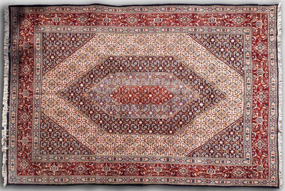 Appraisal: PERSIAN SENNA HAND KNOTTED WOOL RUG Herati design in a