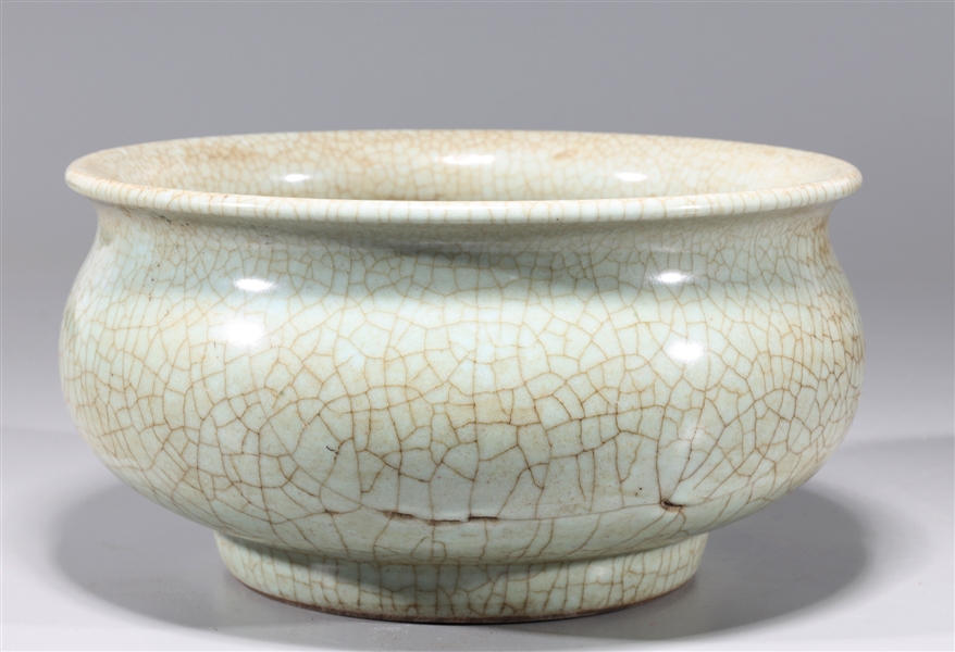 Appraisal: Chinese celadon crackle glazed porcelain basin some wear and firing