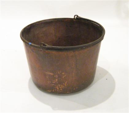 Appraisal: Copper apple butter kettle th century Circular basin with forged