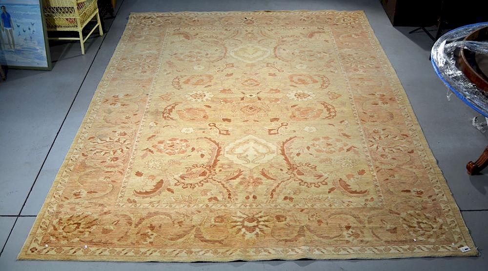 Appraisal: Indo-Oushak Carpet Indo-Oushak carpet ' x ' shades of ivory