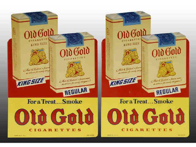 Appraisal: Lot of Tin Old Gold Cigarettes Flange Signs Description Die-cut