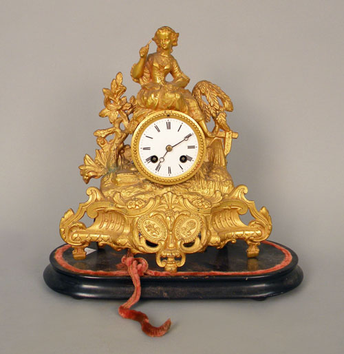 Appraisal: Gilt metal mantle clock late th c h