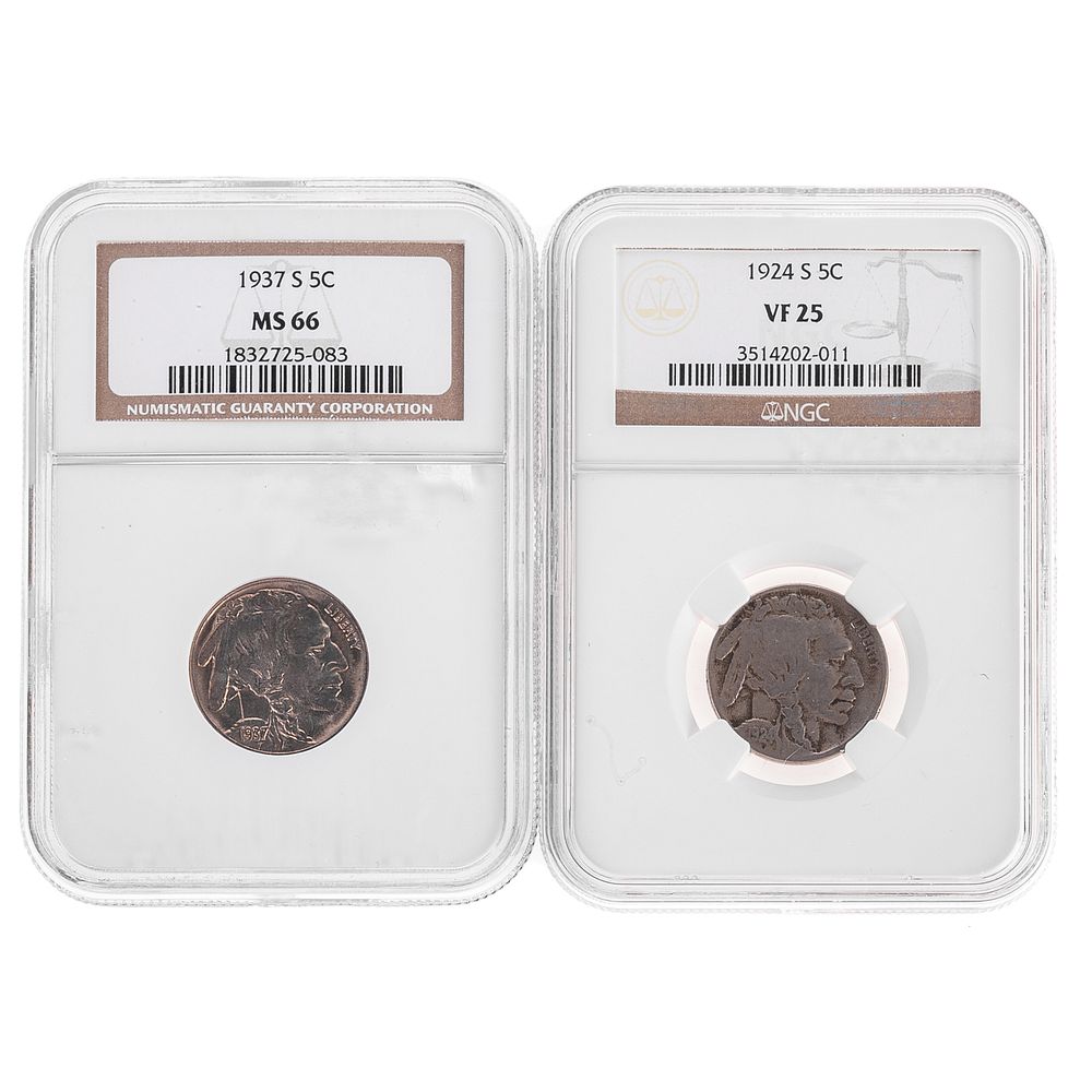 Appraisal: A Pair of Nice NGC Graded Buffalo Nickels -S VF-