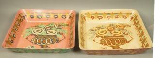 Appraisal: Pr Early BJORN WIINBLAD Square Paper Mache Trays One pink