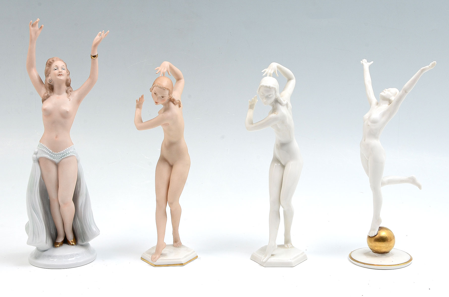 Appraisal: PC GERMAN PORCELAIN NUDE FEMALES Comprising - Hutschenreuther dancers -