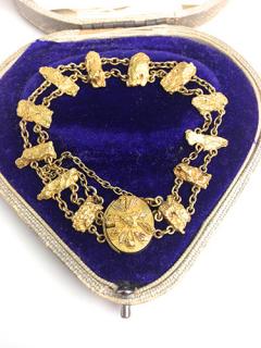 Appraisal: Gold nugget chain bracelet with nuggets Note Jewelry of Annie