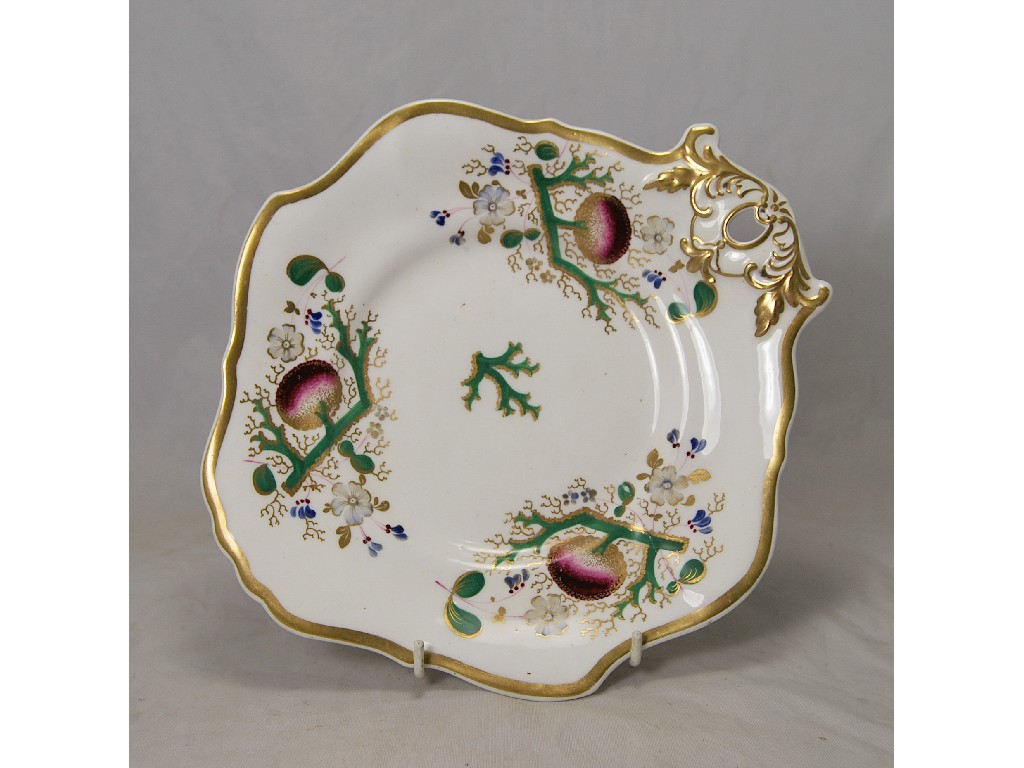 Appraisal: Four early Victorian Staffordshire china dessert plates with pierced handles