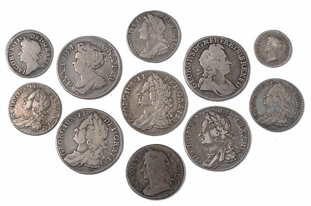 Appraisal: x - - sixpence with coins of James II and