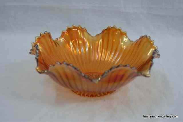 Appraisal: Vintage Imperial Marigold Carnival Glass BowlIn the Smooth Rays pattern