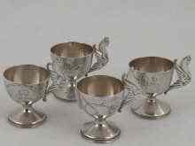 Appraisal: A set of four Russian silver charkas with engraved decoration