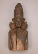 Appraisal: th th Carved Figure Head Probably Bali Carved from one