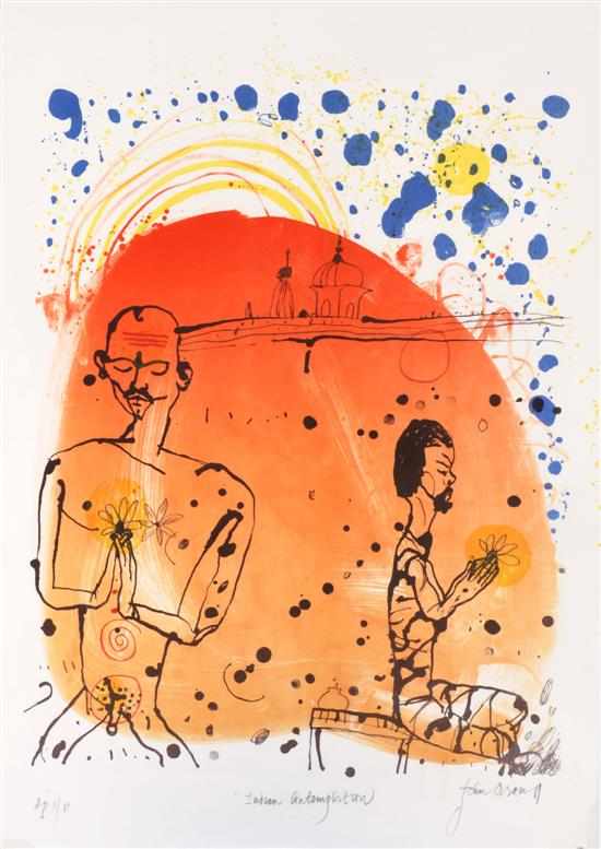 Appraisal: JOHN OLSEN BORN Indian Contemplation lithograph A P II VI