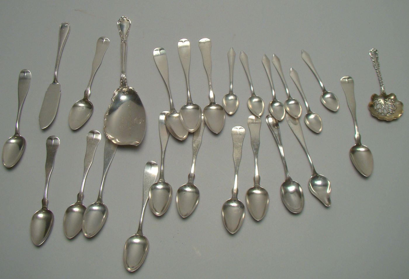 Appraisal: LOT OF STERLING AND COIN SILVER FLATWARE BY W B