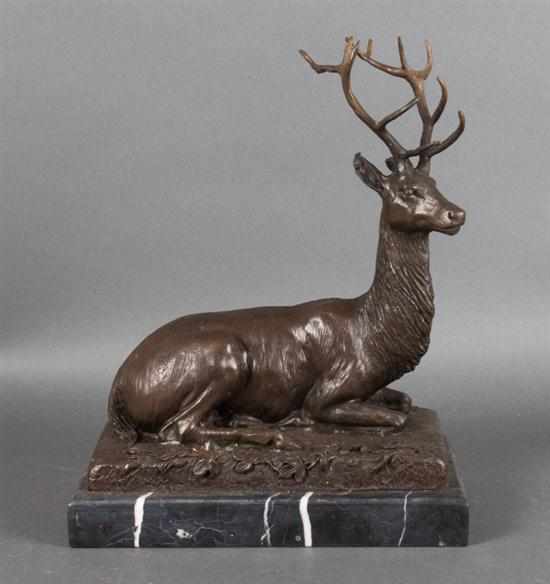 Appraisal: After Prosper Le Courtier French - Elk bronze modeled as