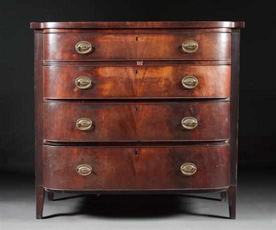 Appraisal: Federal mahogany shaped-front chest of drawers Baltimore or Philadelphia circa