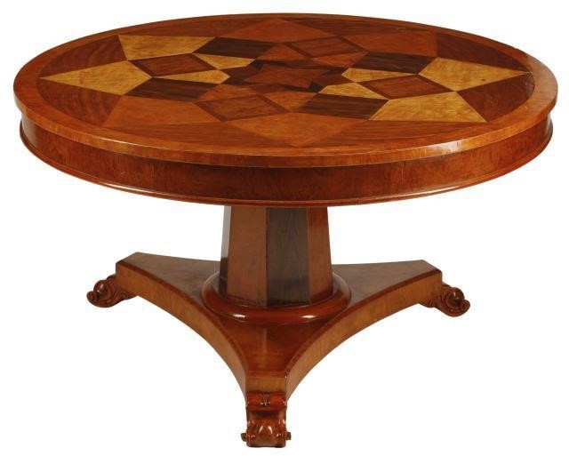 Appraisal: Italian parquetry inlaid round center table approx h diam