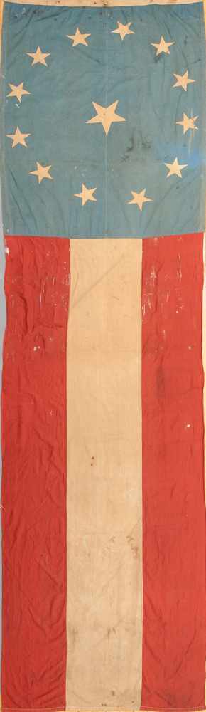 Appraisal: AMERICAN PIECED COTTON PENNANT FLAG Worked with twelve stars enclosing