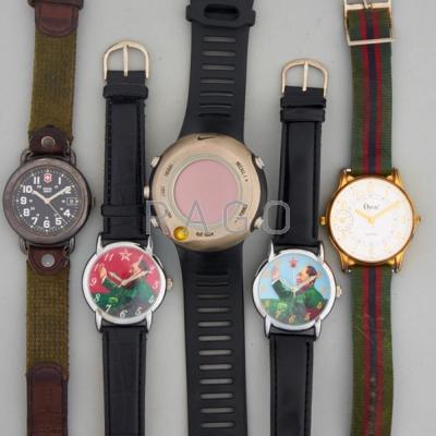 Appraisal: FIVE NOVELTY OR FASHION GENTLEMAN S WATCHES Two mechanical Chinese