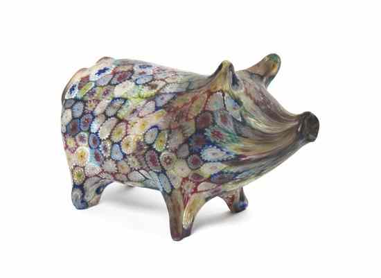 Appraisal: A Millefiori Glass Pig depicted standing Height inches