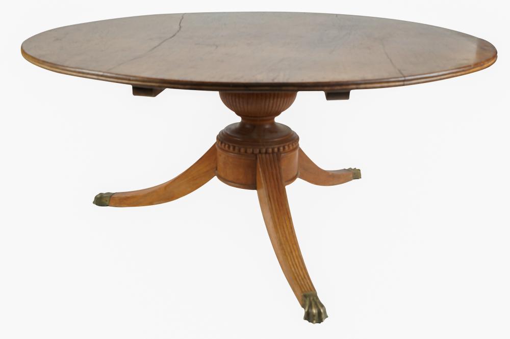 Appraisal: WALNUT TRIPOD BREAKFAST TABLECondition with cracks to top commensurate with