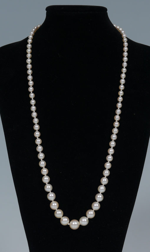 Appraisal: PEARL STRAND NECKLACE A '' strand of graduated pearls mm-