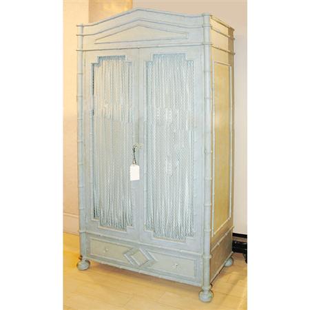 Appraisal: Victorian Style Painted Faux Bamboo Wire Door Armoire Estimate -