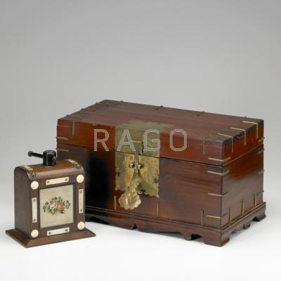 Appraisal: KOREAN JEWELRY BOX Brass mounted with interior till together with