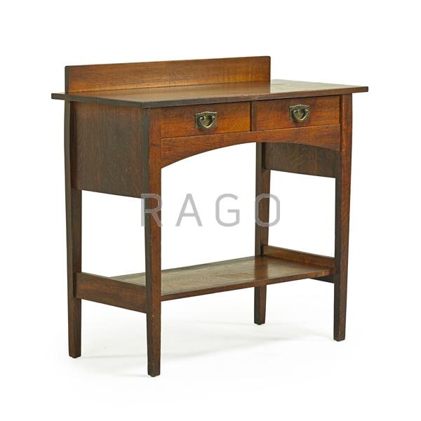 Appraisal: GUSTAV STICKLEY Server Condition Report Original finish has wear and