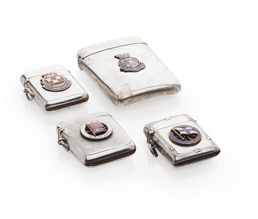 Appraisal: A group of four silver Vesta cases with applied enamel