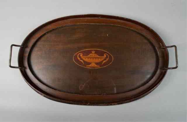 Appraisal: An Antique English Adams Style Inlaid TrayThe handled tray with