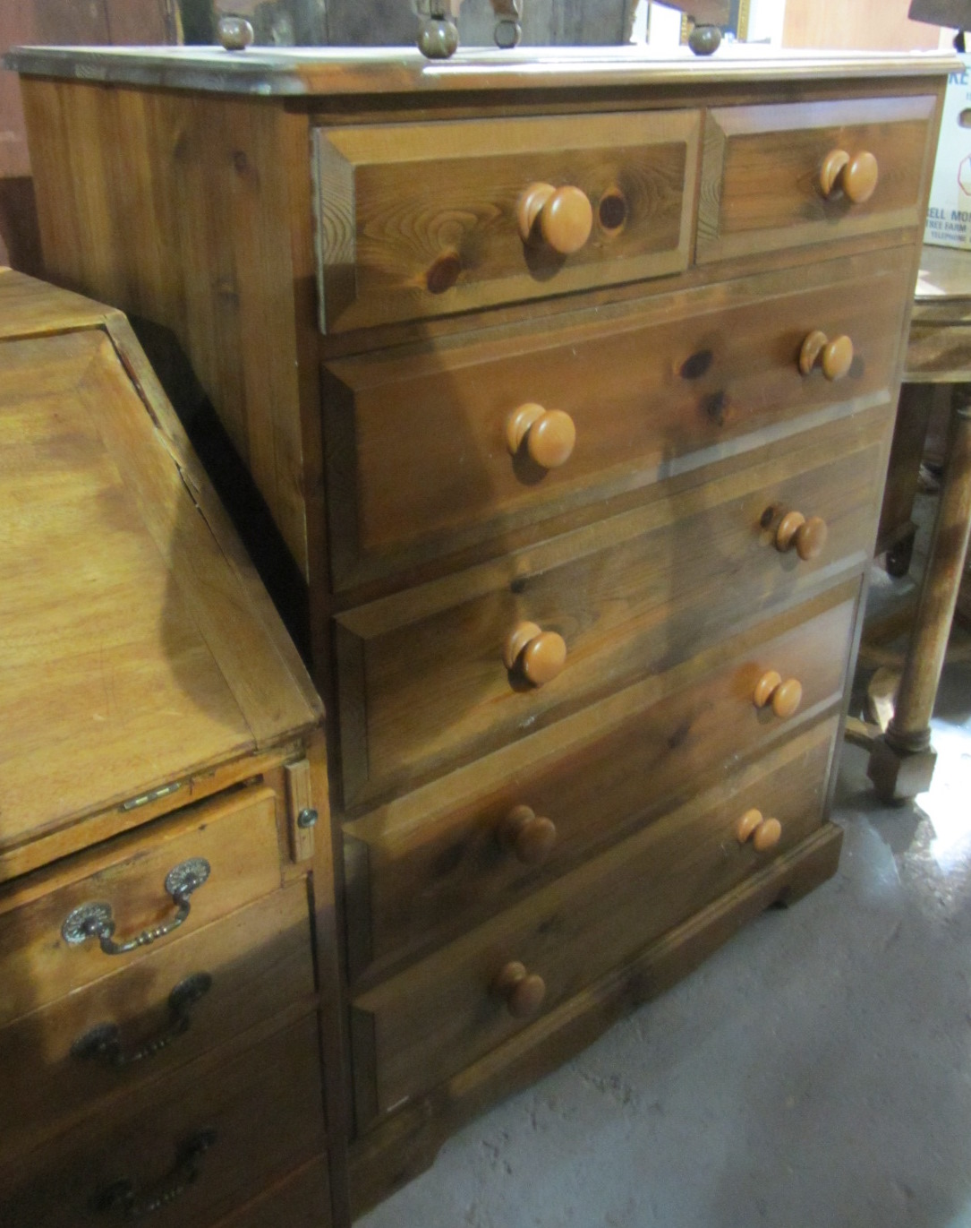 Appraisal: A th century pine chest of two short and three