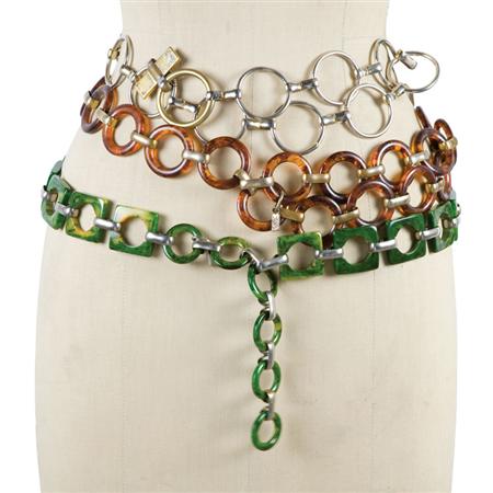 Appraisal: Group of Three Yves Saint Laurent Chain Link Belts Estimate