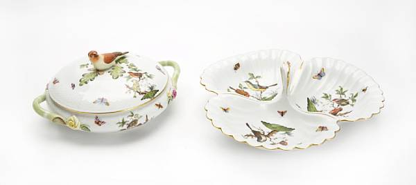 Appraisal: A group of four Herend 'Rothschild Bird' serving dishes comprising