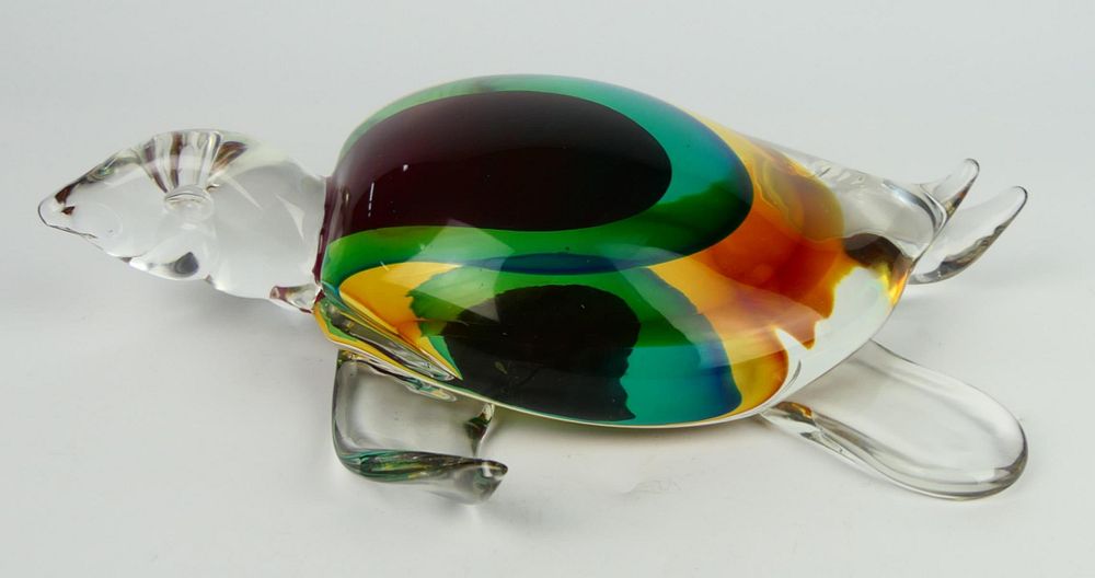 Appraisal: OSCAR ZANETTI LARGE GLASS SIGNED TURTLE A beautiful Murano Glass