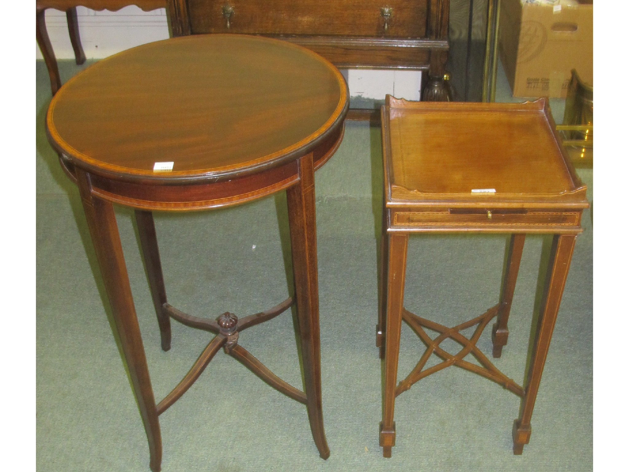 Appraisal: Two Edwardian mahogany occasional tables