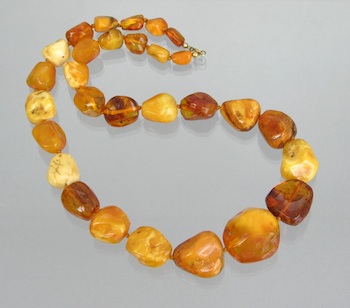 Appraisal: A Baltic Amber Necklace Hand-knotted necklace of various irregular shape