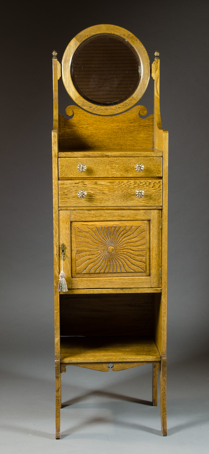 Appraisal: LATE VICTORIAN OAK SHAVING STAND American c a cabinet style