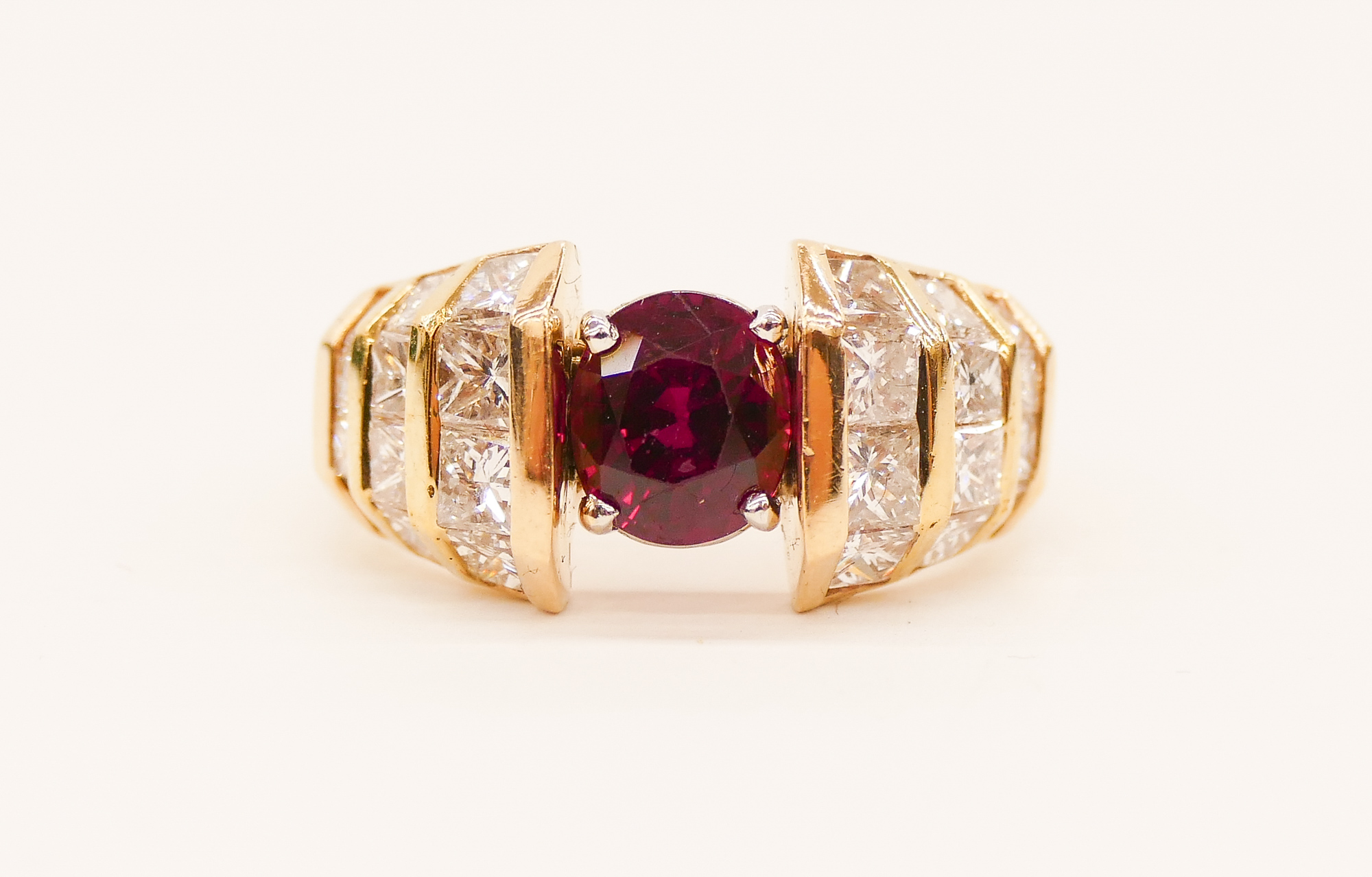 Appraisal: Lady's ct Ruby Diamond k Ring Size Includes a transparent