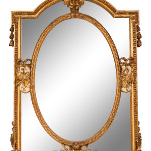 Appraisal: A Louis XVI Style Giltwood Mirror Late th Century Height