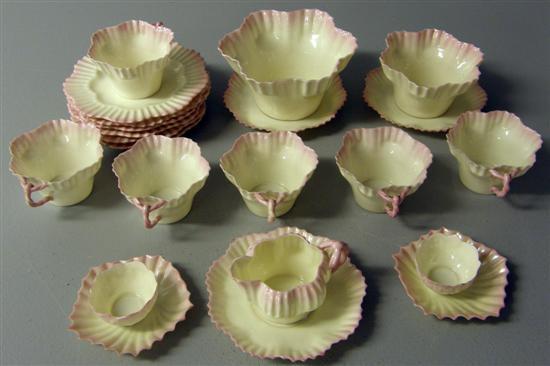 Appraisal: Belleek part tea set twenty four pieces shell moulded highlighted