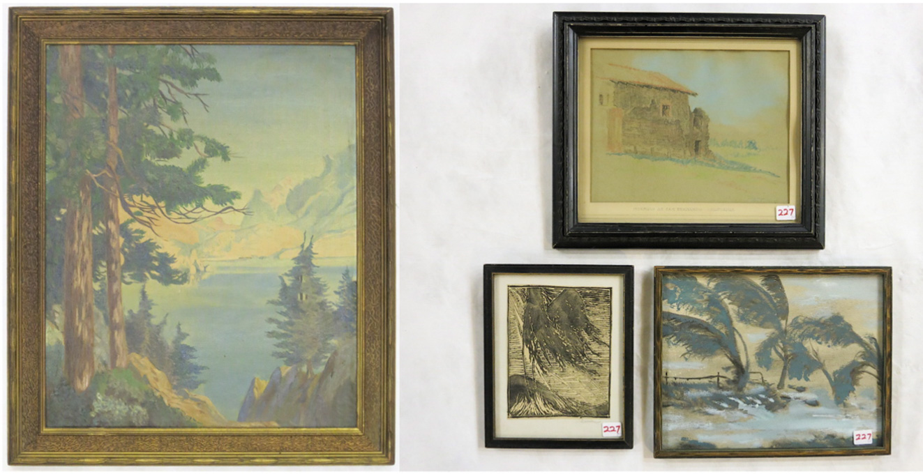 Appraisal: BENJAMIN DANIEL LARSEN FOUR FRAMED PIECES OF ART Portland Oregon